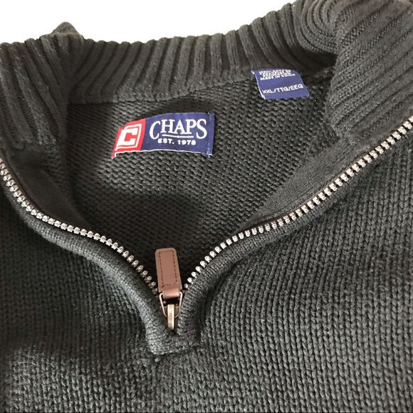 Chaps Black 1/4 Zip Black Sweater - Picture 3 of 3